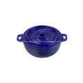 Blue Enamelled Cast Iron Cocotte Pot